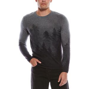 Autumn Cashmere Mens Forest Print Cashmere Crewneck Sweater, Gray